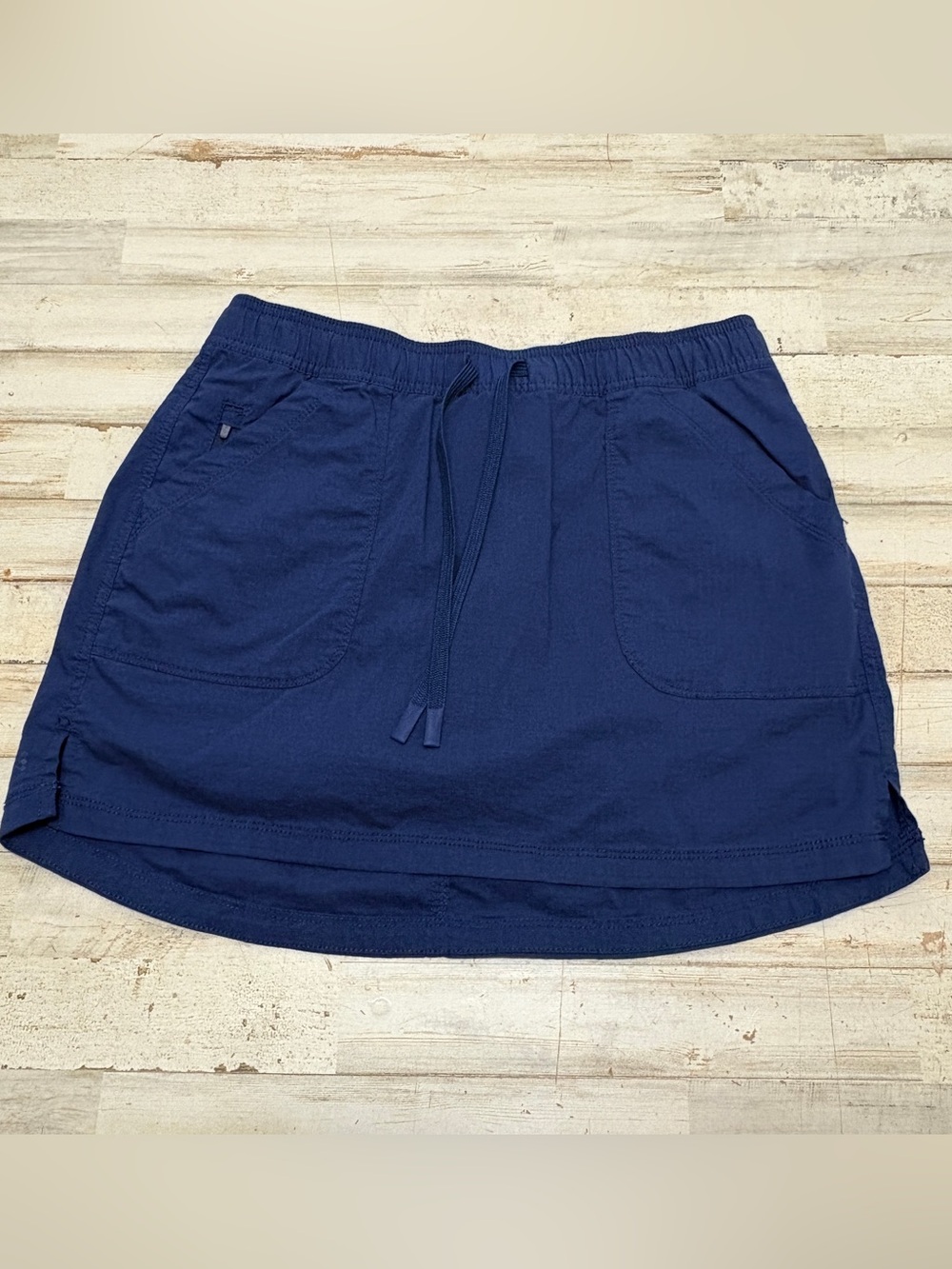 Title Nine Women’s Small Drawstring Athletic Skort Skirt Blue Pockets